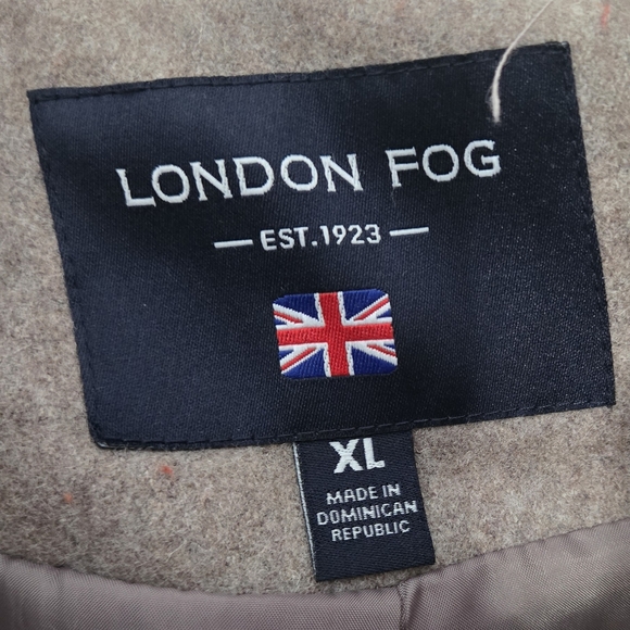 London Fog ZIP-FRONT SHERPA LINED HOOD WOOL JACKET Tan Size XL - Picture 8 of 8